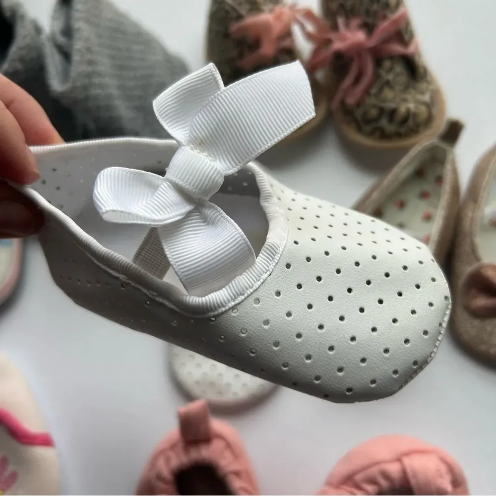 Newborn Baby Girl Shoe Lot Booties Ballet Flats Soft Sole Pink